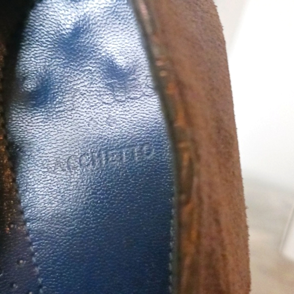 Perloto Sacchetto Suede Leather Brown Heeled Oxford Shoes, Size 8.5 / 9 - Picture 9 of 11